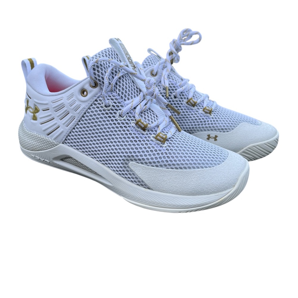 Under Armour New Women's 9 UA HOVR Block City White & Gold Athletic Shoes